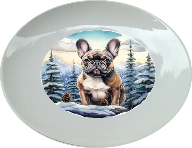 Francia buldog 25 cm-es tányér