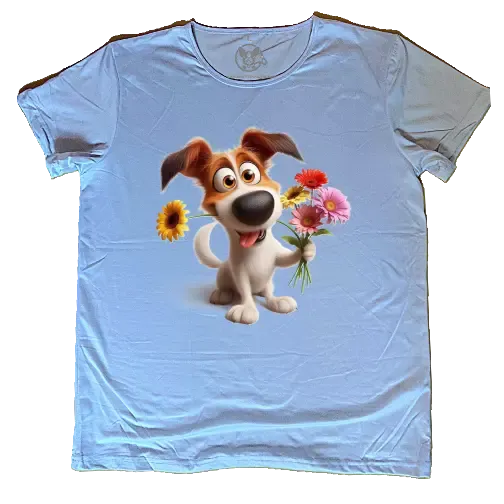Kutya virággal L póló