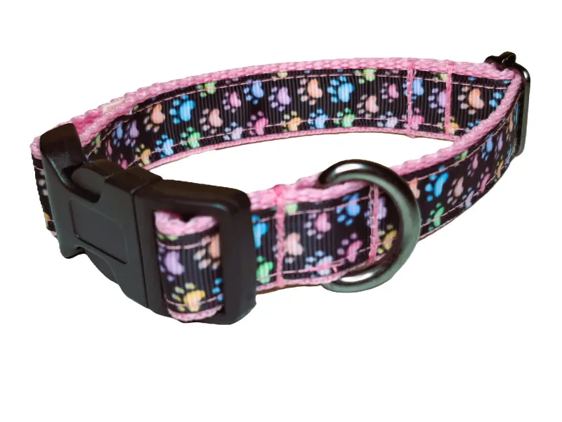 Rózsaszín tappancs mintás nyakörv