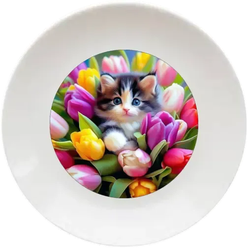 Tulipános cica 20 cm-es tányér Tulipános cica 20 cm-es tányér