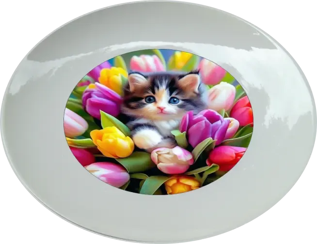 Tulipános cica 25 cm-es tányér Tulipános cica 25 cm-es tányér