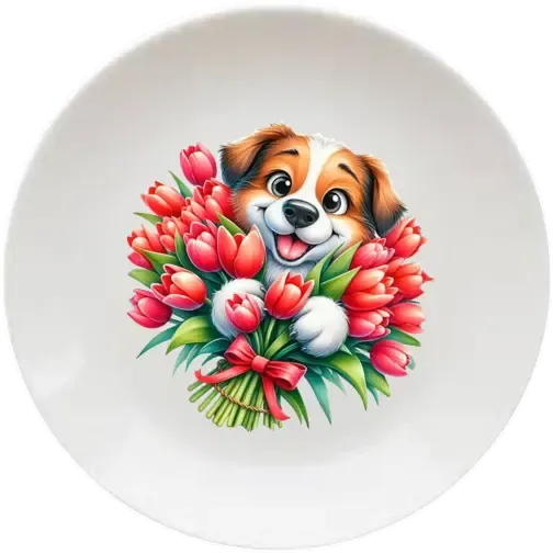 Tulipános kutya 20 cm-es tányér Tulipános kutya 20 cm-es tányér
