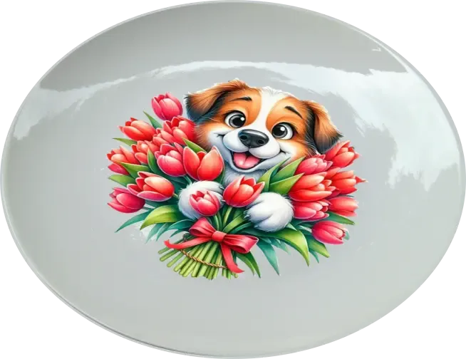 Tulipános kutya 25 cm-es tányér Tulipános kutya 25 cm-es tányér
