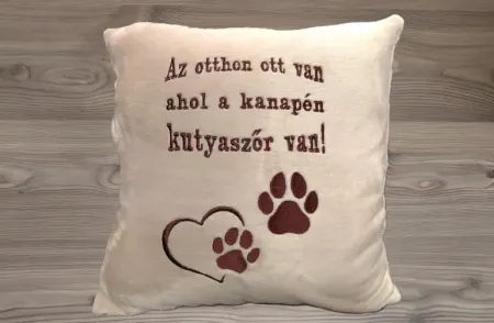 Drapp párna barna hímzéssel