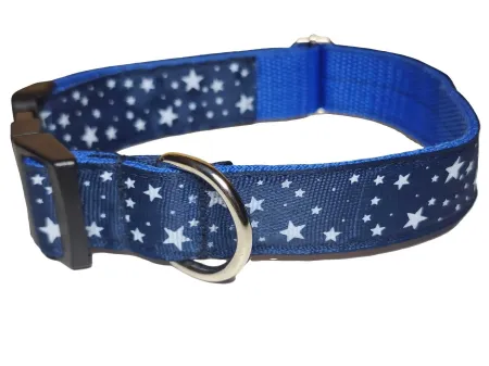 Kék csillagos nyakörv és póráz