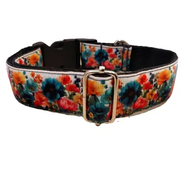 Kék virágos nyakörv és póráz