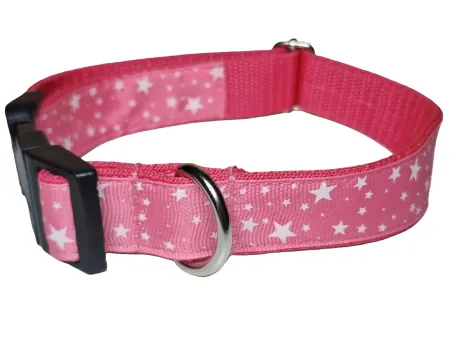 Rózsaszín csillagos nyakörv és póráz