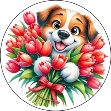 Tulipános kutya tányér