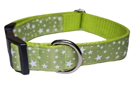 Zöld csillagos nyakörv és póráz